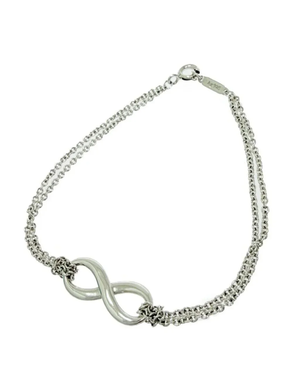 Tiffany & Co Silver Infinity Double Chain Bracelet